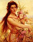 Beauty Canvas Paintings - Young Beauty Gathering Flowers